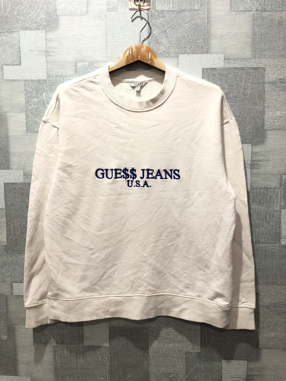 image of Vintage Guess Jeans Usa Embroidered in White, Men's (Size Small)