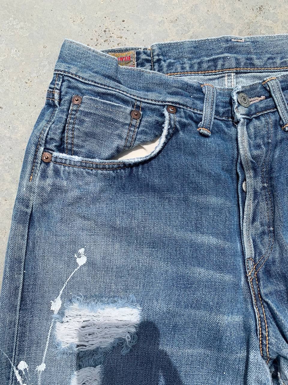 Edwin Vintage Edwin 505 Painter Distressed Ripped Selvedge Denim Size US 29 - 17 Thumbnail