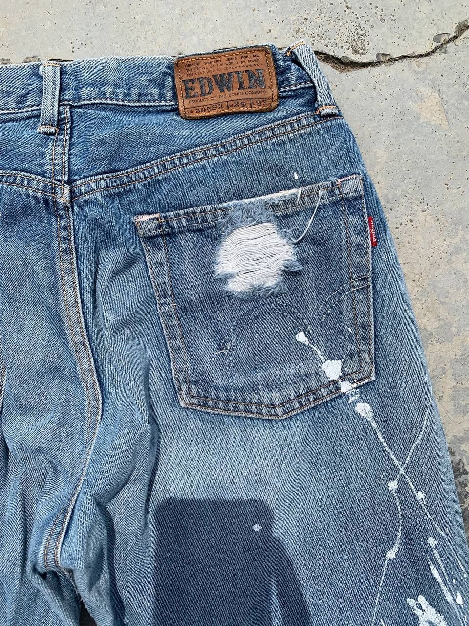 Edwin Vintage Edwin 505 Painter Distressed Ripped Selvedge Denim Size US 29 - 10 Thumbnail