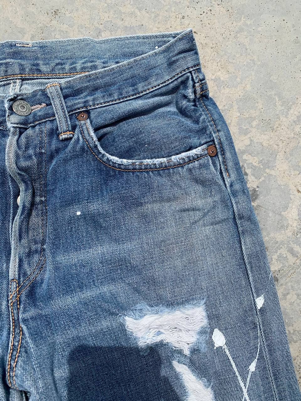 Edwin Vintage Edwin 505 Painter Distressed Ripped Selvedge Denim Size US 29 - 18 Thumbnail