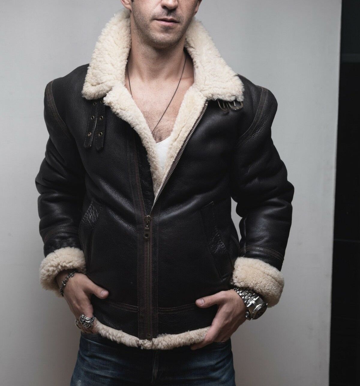 Vintage B3 Sheepskin Shearling Bomber Jacket Size 42-44 L Size US L / EU 52-54 / 3 - 4 Thumbnail