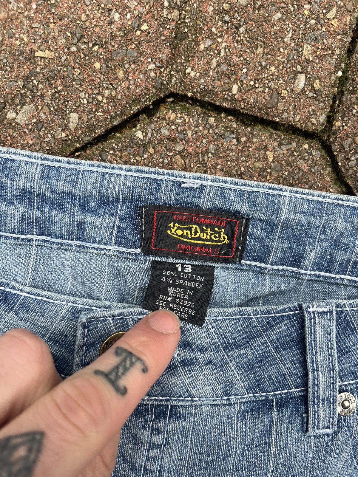 Von Dutch 🔥VTG🔥 Von Dutch Pinstriped Denim 1990s Embroidered Logo Size US 34 / EU 50 - 5 Thumbnail