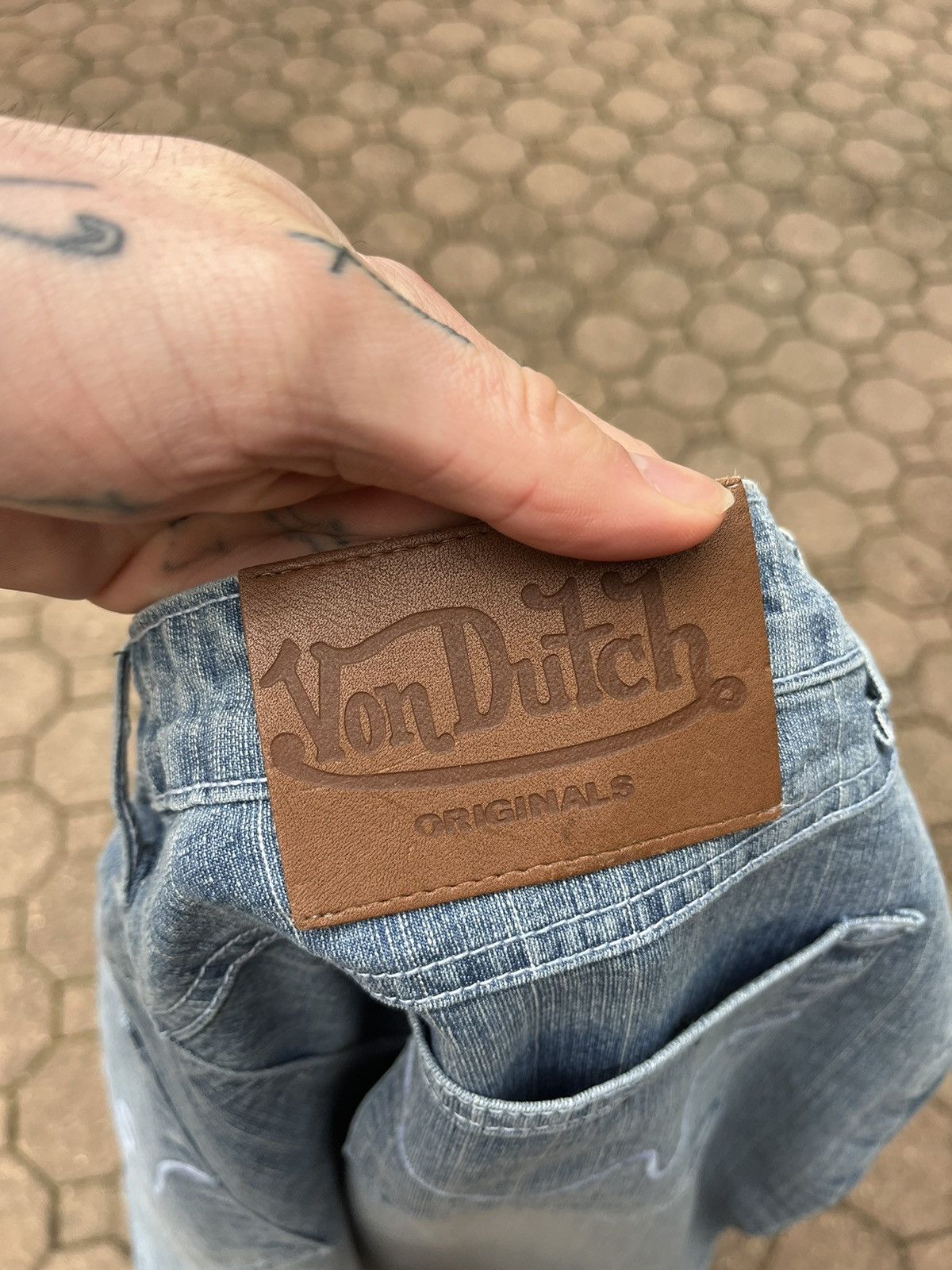 Von Dutch 🔥VTG🔥 Von Dutch Pinstriped Denim 1990s Embroidered Logo Size US 34 / EU 50 - 4 Thumbnail