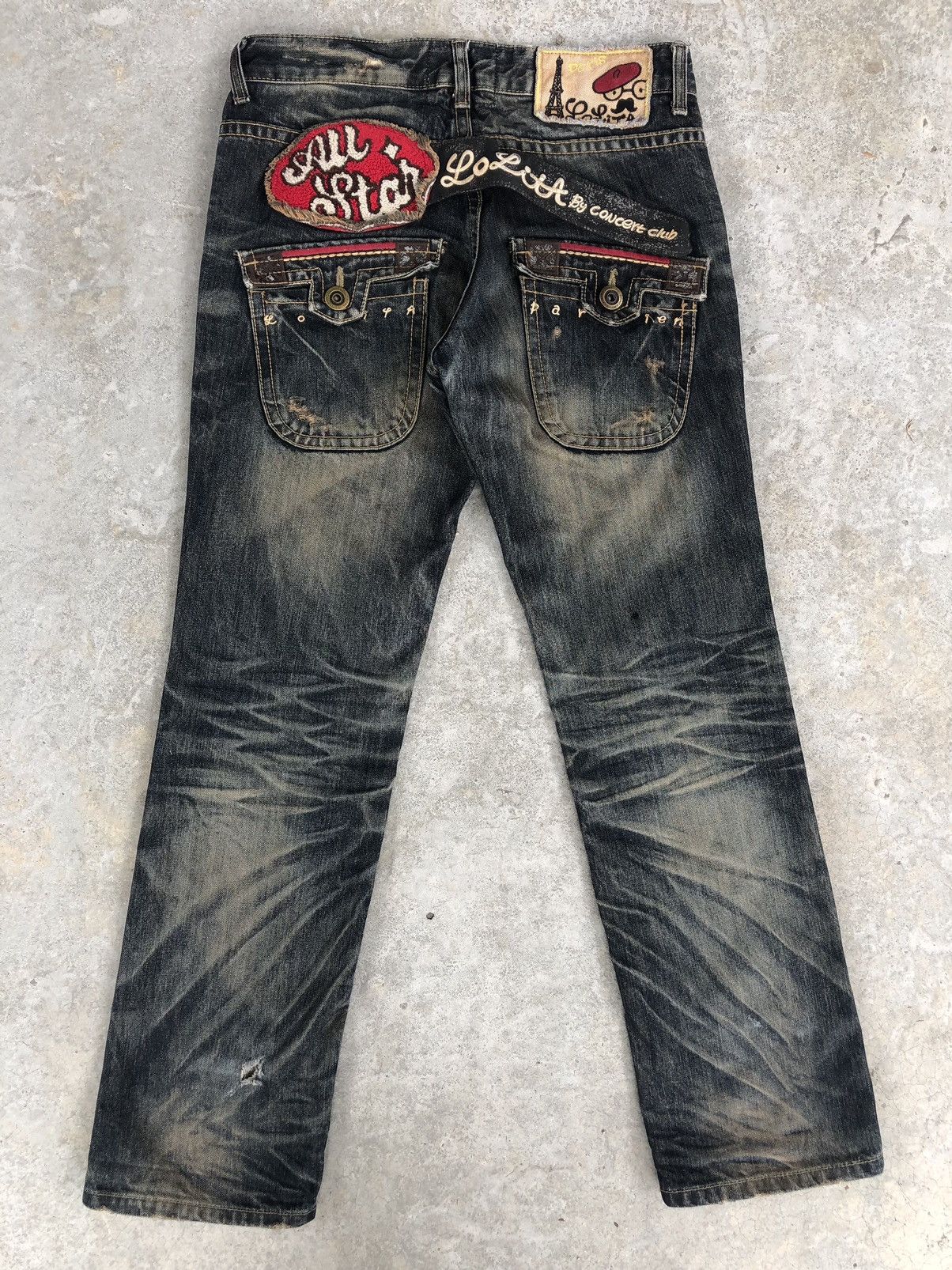Japanese Brand Rare Yoshitomo Nara Lolita All Star Paris Distressed Jeans Size US 32 / EU 48 - 1 Thumbnail