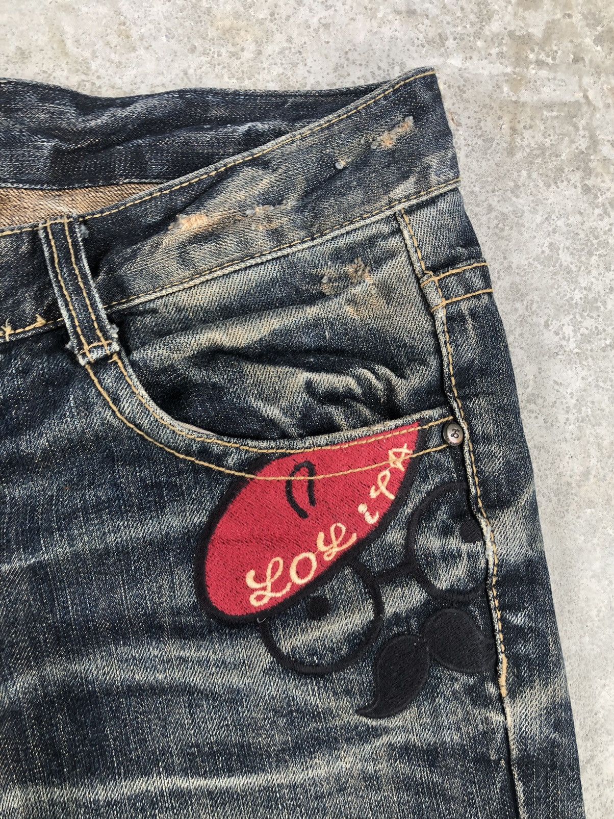 Japanese Brand Rare Yoshitomo Nara Lolita All Star Paris Distressed Jeans Size US 32 / EU 48 - 13 Thumbnail