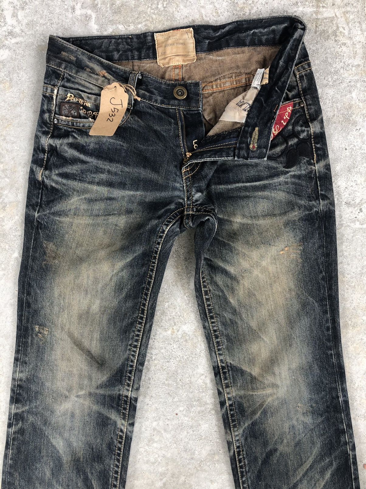 Japanese Brand Rare Yoshitomo Nara Lolita All Star Paris Distressed Jeans Size US 32 / EU 48 - 3 Thumbnail