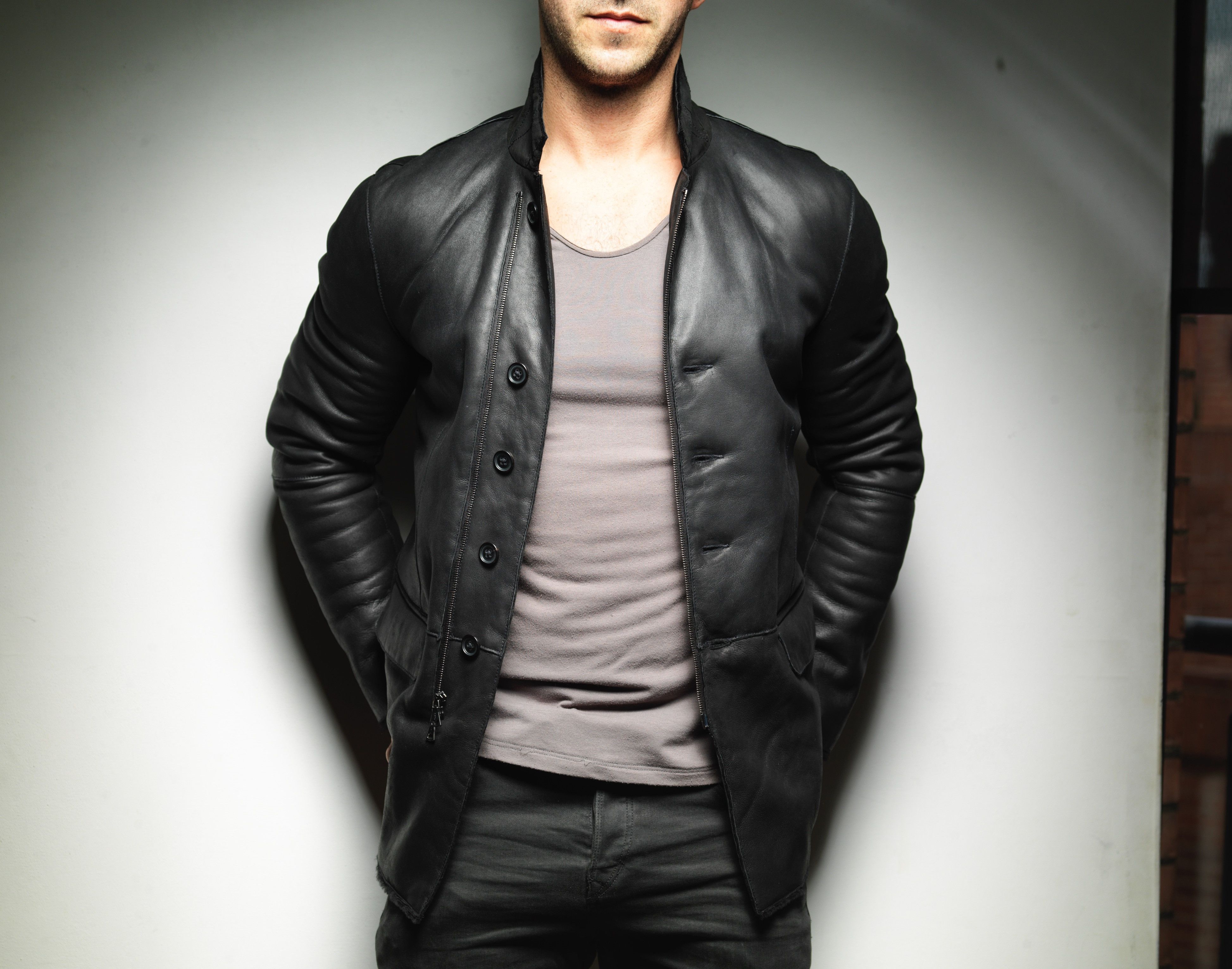 John Varvatos NEW JOHN VARVATOS Shearling Leather Jacket Black Coat Size US M / EU 48-50 / 2 - 4 Thumbnail