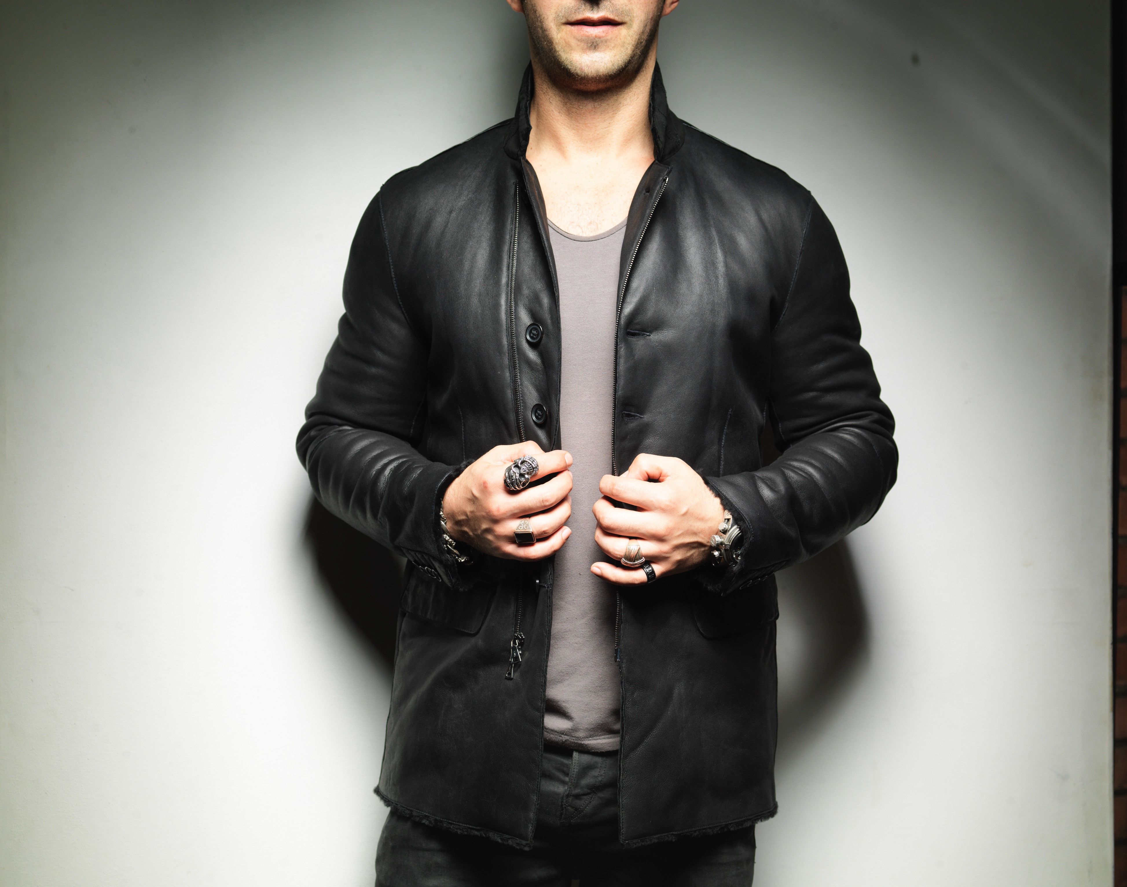 John Varvatos NEW JOHN VARVATOS Shearling Leather Jacket Black Coat Size US M / EU 48-50 / 2 - 1 Thumbnail