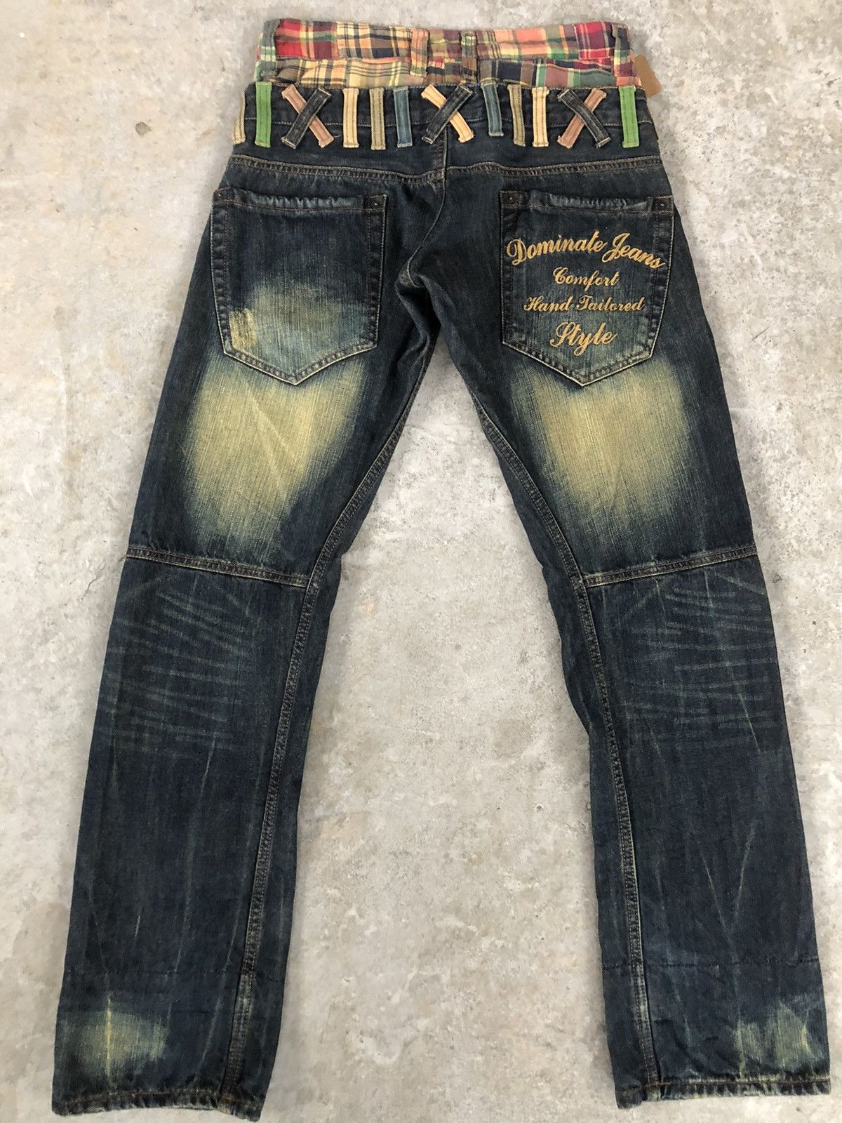 Japanese Brand Dominate Handcrafted Double Waist Embroidered Jeans Mudwash Size US 30 / EU 46 - 2 Thumbnail