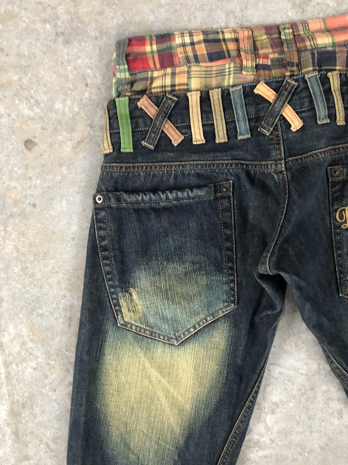 Japanese Brand Dominate Handcrafted Double Waist Embroidered Jeans Mudwash Size US 30 / EU 46 - 9 Thumbnail