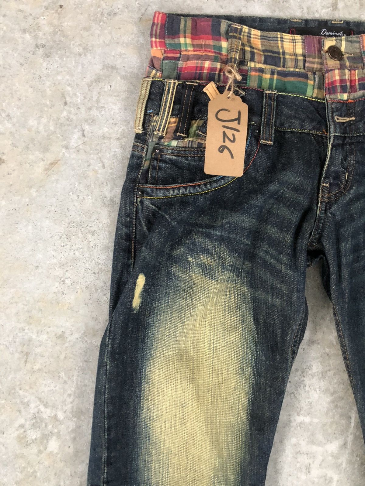 Japanese Brand Dominate Handcrafted Double Waist Embroidered Jeans Mudwash Size US 30 / EU 46 - 4 Thumbnail