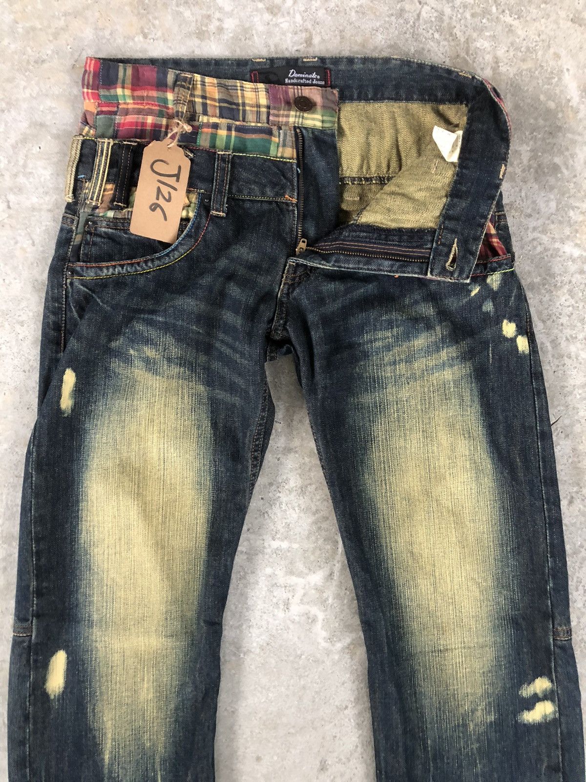 Japanese Brand Dominate Handcrafted Double Waist Embroidered Jeans Mudwash Size US 30 / EU 46 - 3 Thumbnail