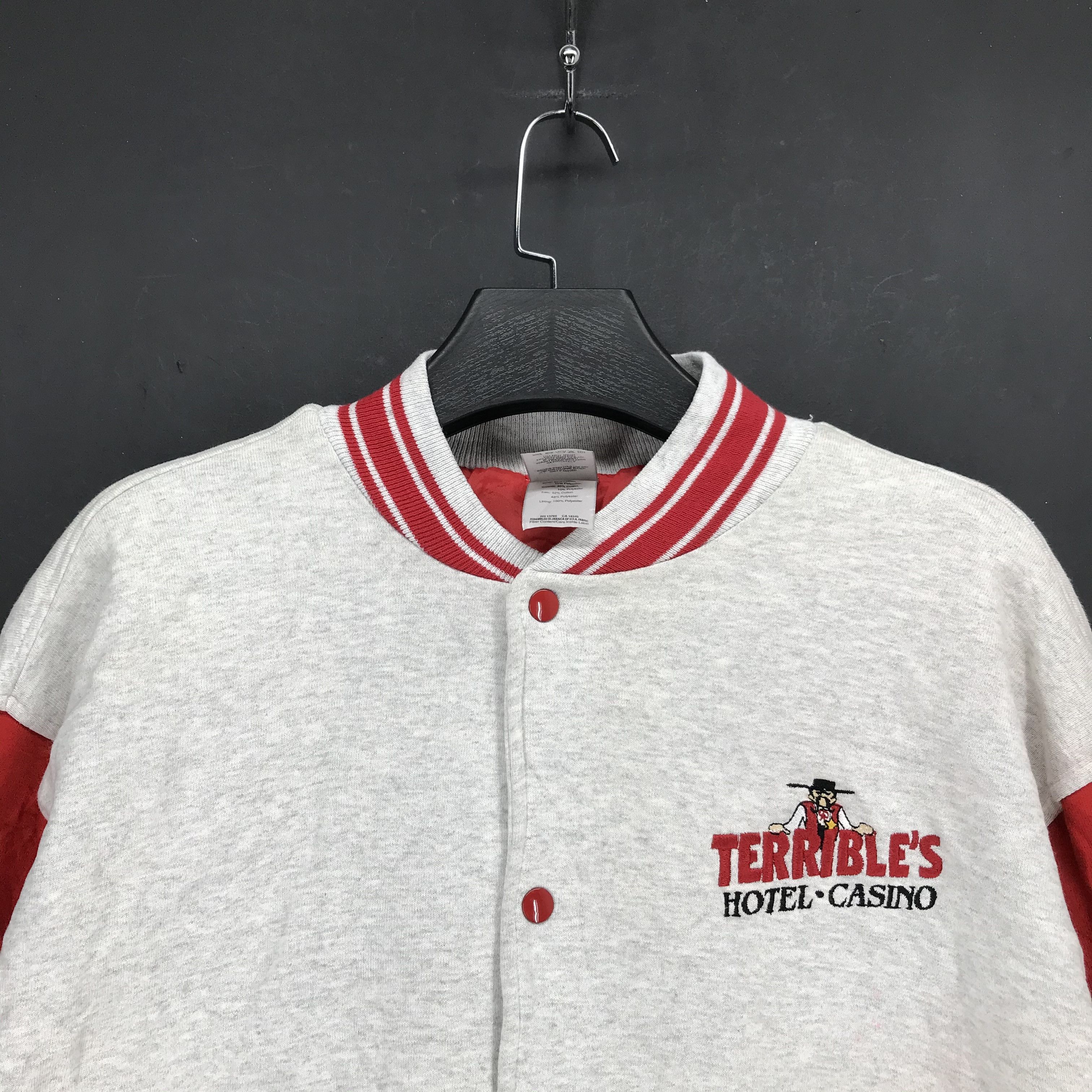 Fruit Of The Loom Vintage Terrible's Hotel Casino Varsity Jacket #1761-70 Size US XL / EU 56 / 4 - 2 Thumbnail