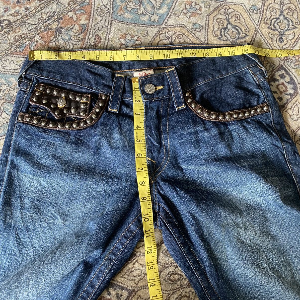 True Religion Vintage True Religion Joey Leather Flap Denim Flare Jeans Size US 31 - 17 Thumbnail