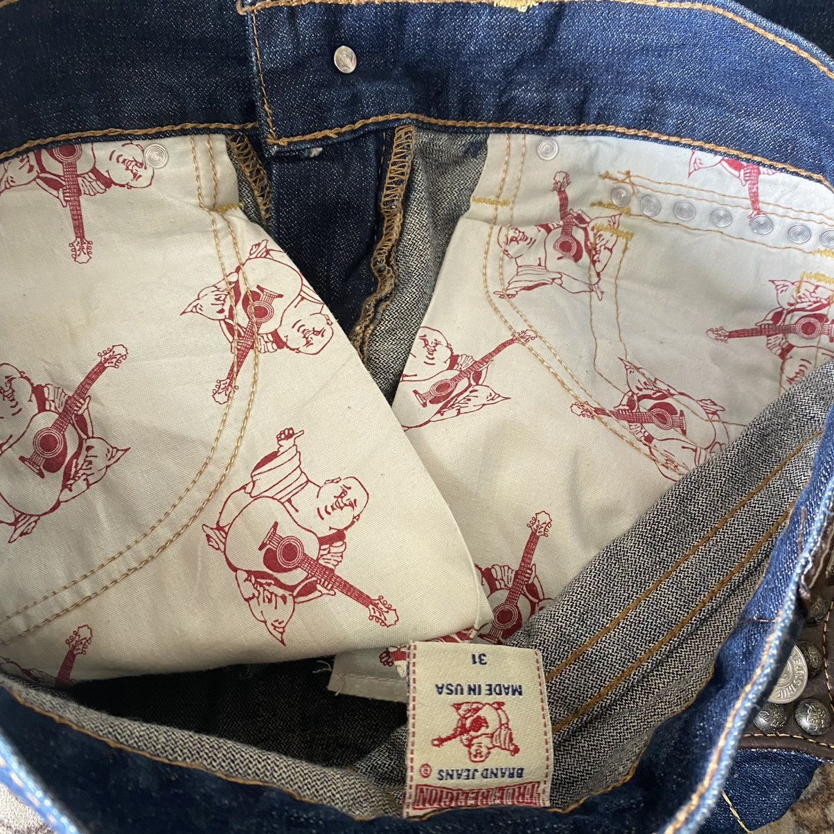 True Religion Vintage True Religion Joey Leather Flap Denim Flare Jeans Size US 31 - 20 Thumbnail