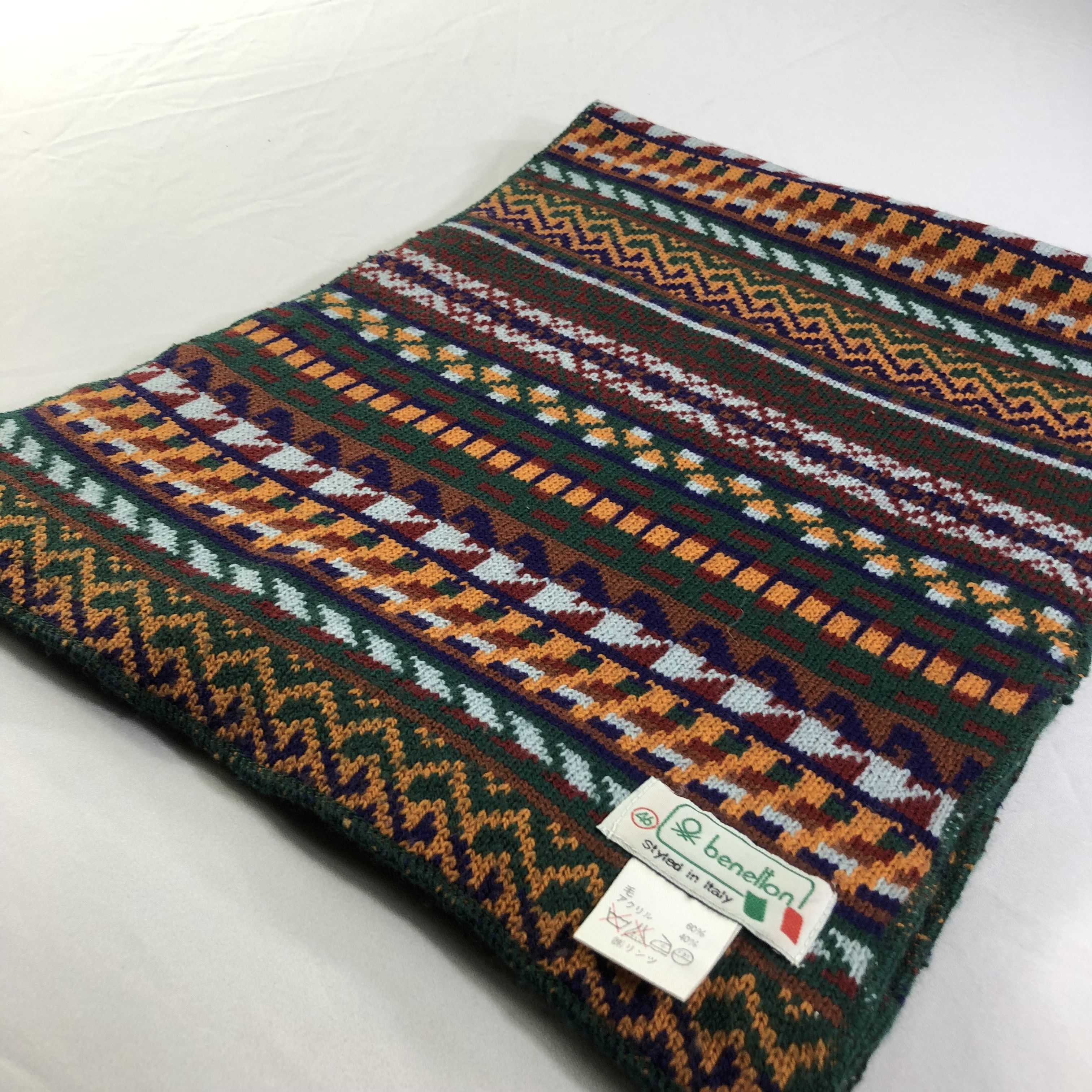 Benetton Benetton Wool Scarf Muffler V1568 Size ONE SIZE - 2 Thumbnail