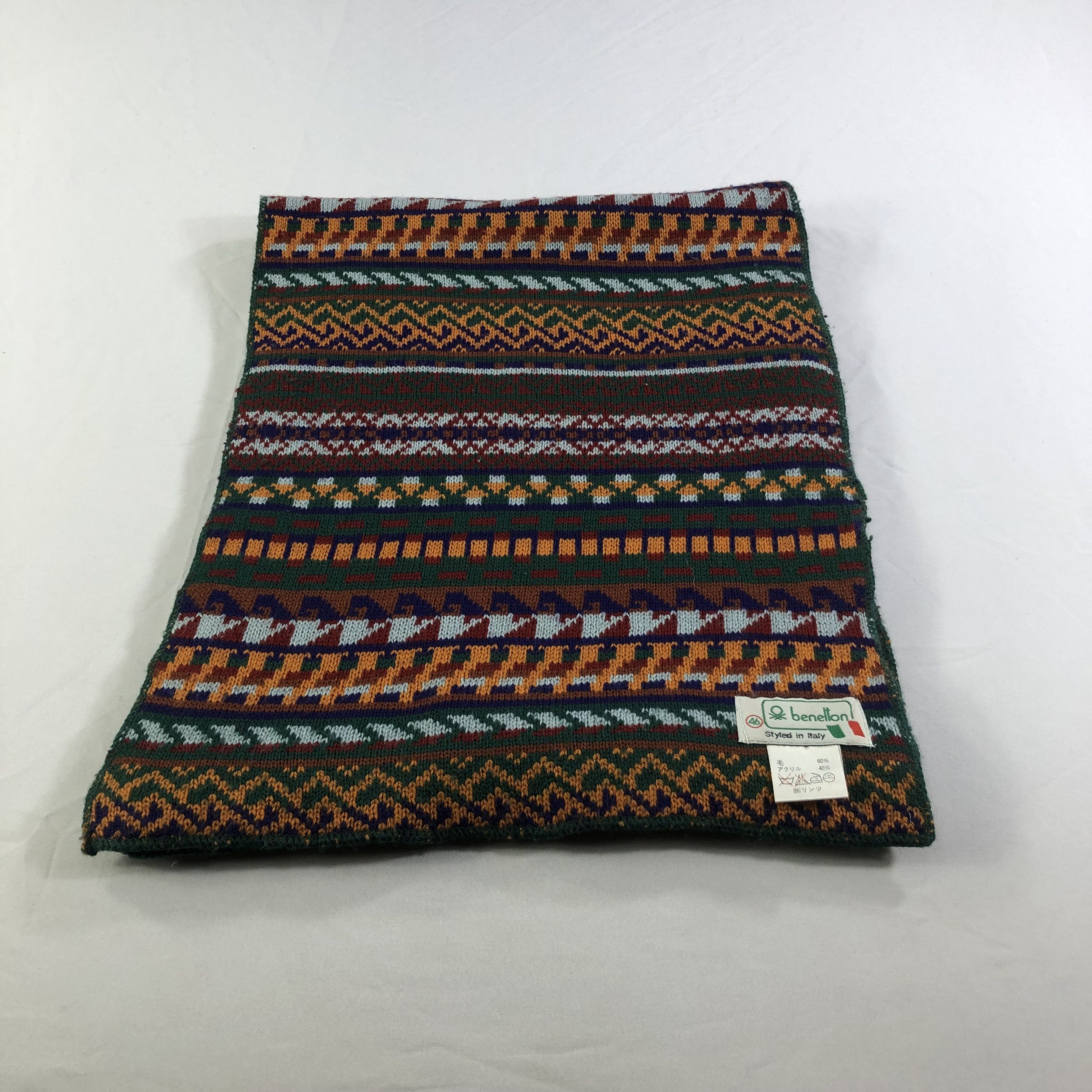 Benetton Benetton Wool Scarf Muffler V1568 Size ONE SIZE - 3 Thumbnail