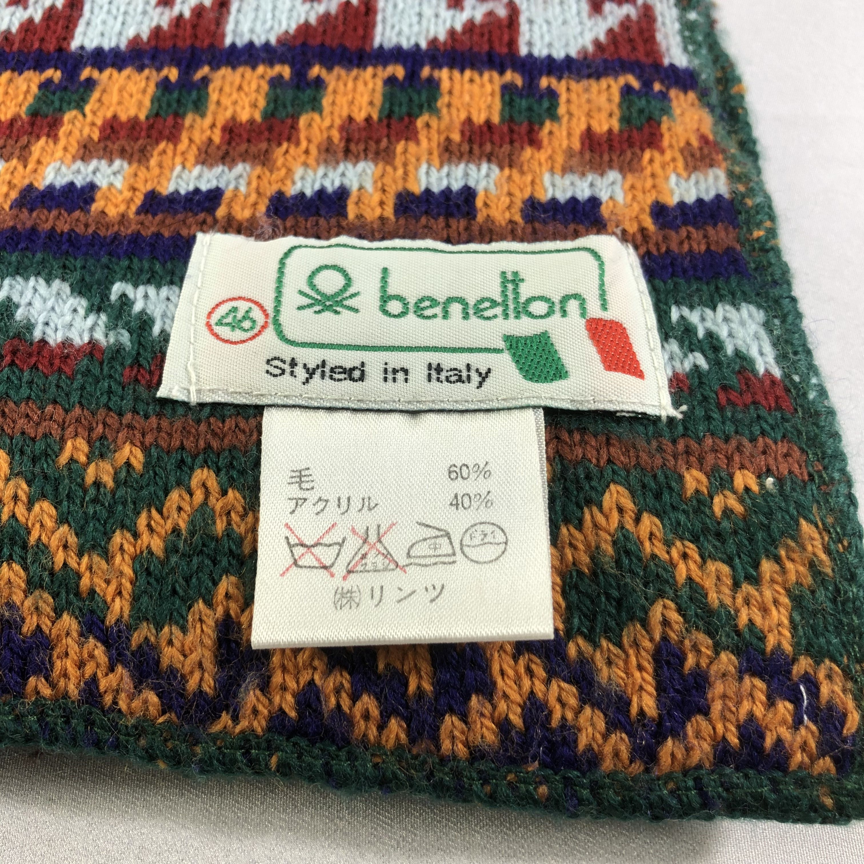 Benetton Benetton Wool Scarf Muffler V1568 Size ONE SIZE - 4 Thumbnail