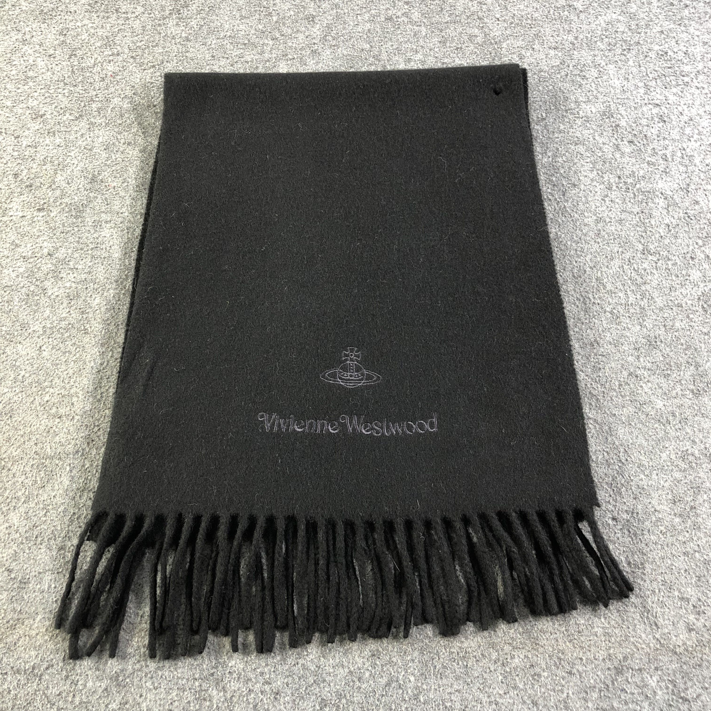 Vivienne Westwood Vivienne Westwood Plain Black Wool Scarf Muffler V1330 Size ONE SIZE - 3 Thumbnail
