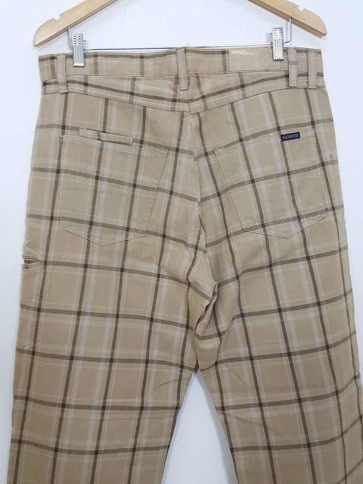 Designer Japanese Brand SACRIFICE Grid Design Pants MADE IN JAPAN Size US 35 - 6 Thumbnail