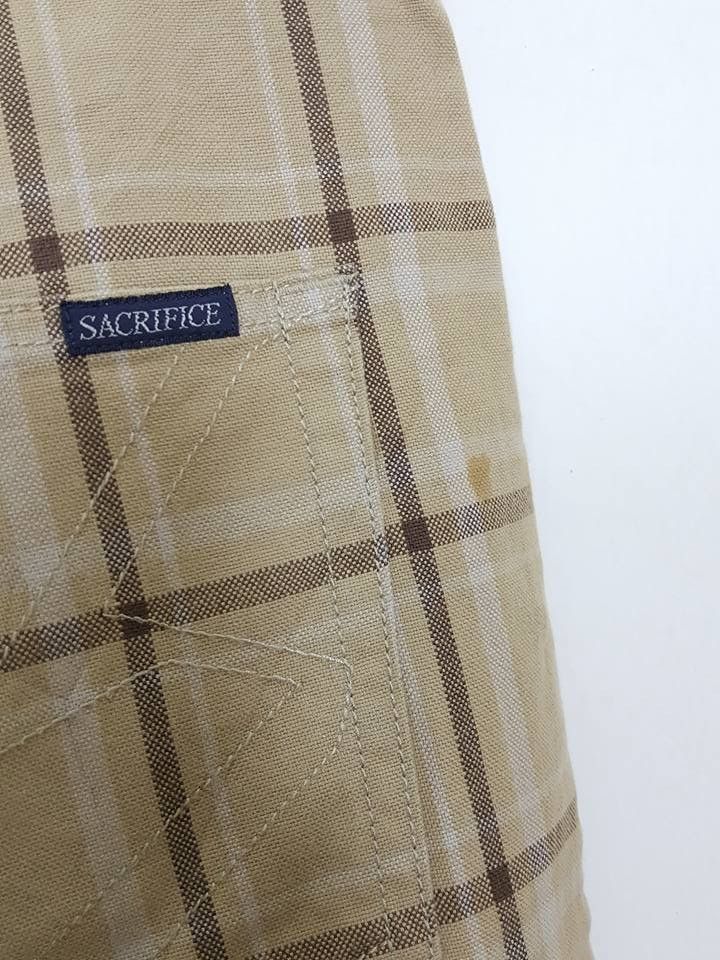 Designer Japanese Brand SACRIFICE Grid Design Pants MADE IN JAPAN Size US 35 - 15 Thumbnail