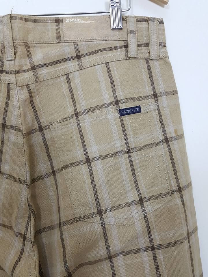 Designer Japanese Brand SACRIFICE Grid Design Pants MADE IN JAPAN Size US 35 - 8 Thumbnail
