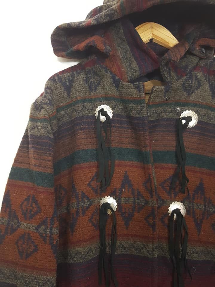 Woolrich Woolen Mills VTG. Woolrich Aztec Coachella Detachable Hoodie Long Jacket Size US L / EU 52-54 / 3 - 7 Thumbnail