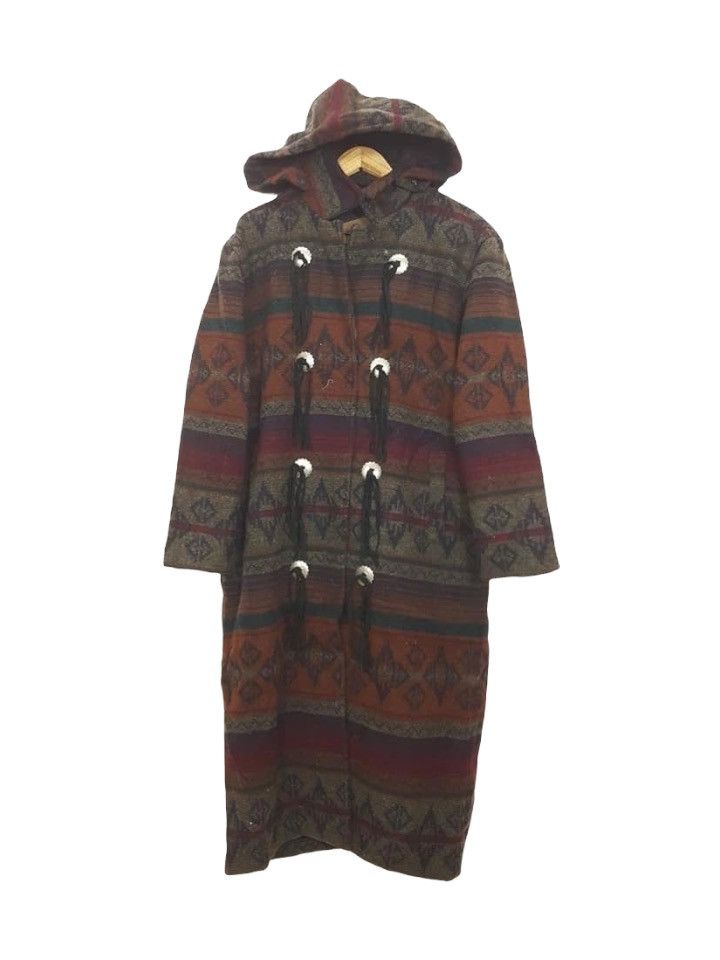 Woolrich Woolen Mills VTG. Woolrich Aztec Coachella Detachable Hoodie Long Jacket Size US L / EU 52-54 / 3 - 1 Thumbnail
