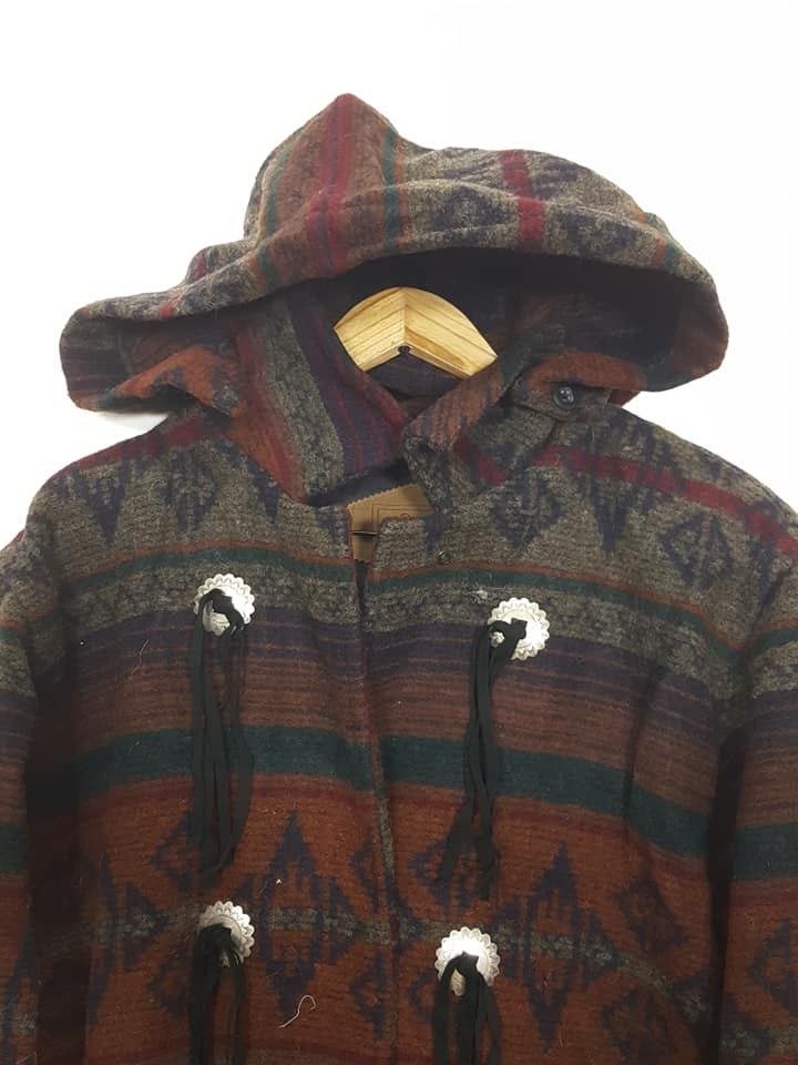Woolrich Woolen Mills VTG. Woolrich Aztec Coachella Detachable Hoodie Long Jacket Size US L / EU 52-54 / 3 - 5 Thumbnail