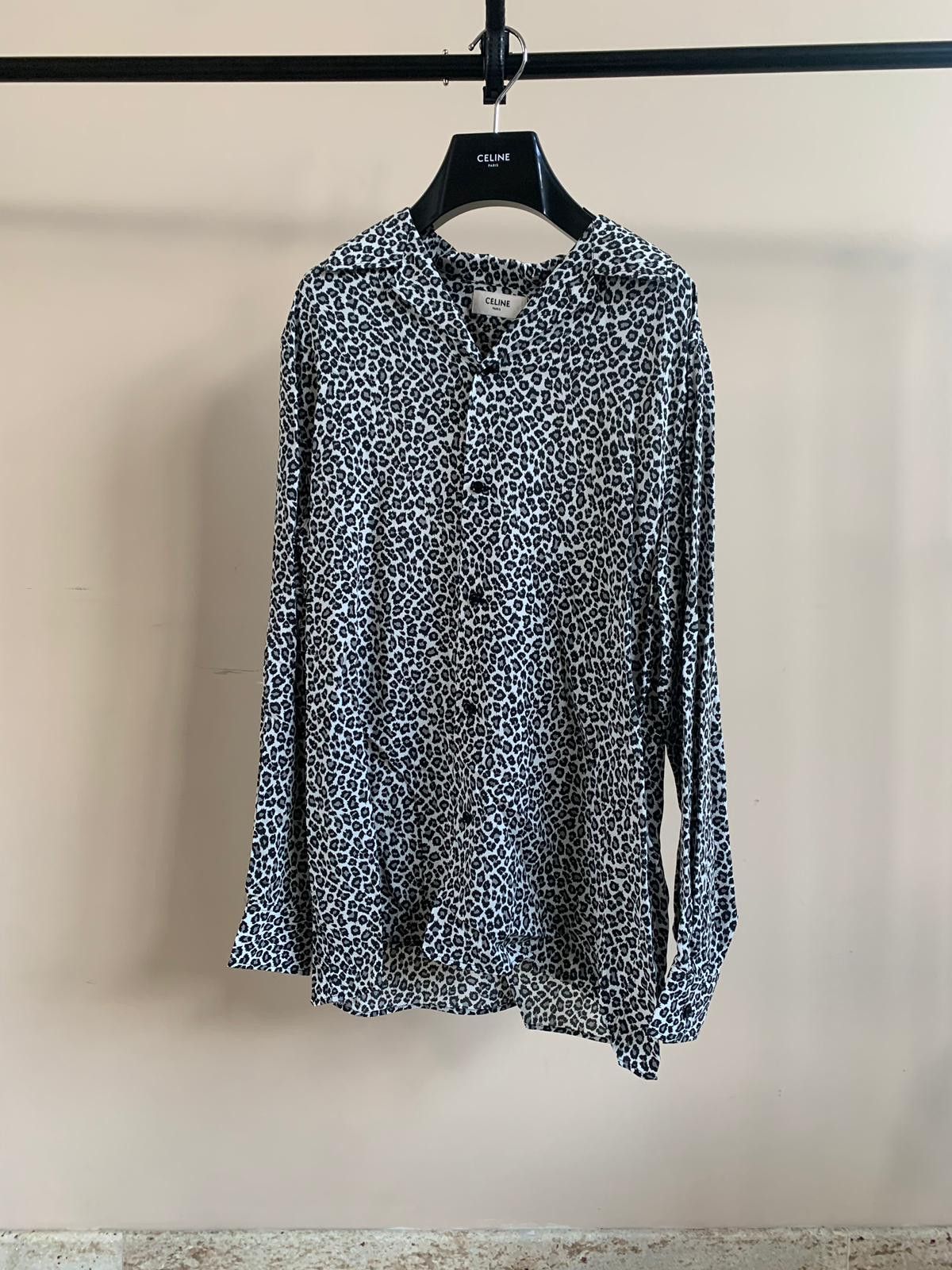 Image of Celine Button Up Shirt In Animal Print Button Up, Men's (Size Small)