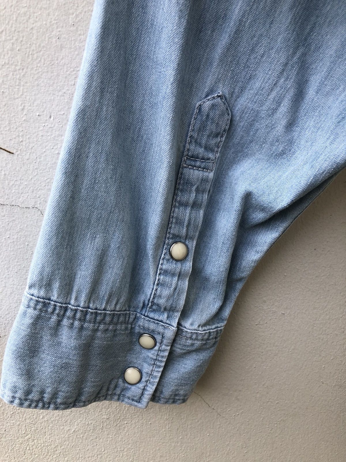 Vintage Stooge & Co Japan 3 Quater Sleeve Faded Chambray Shirt Size US M / EU 48-50 / 2 - 11 Thumbnail