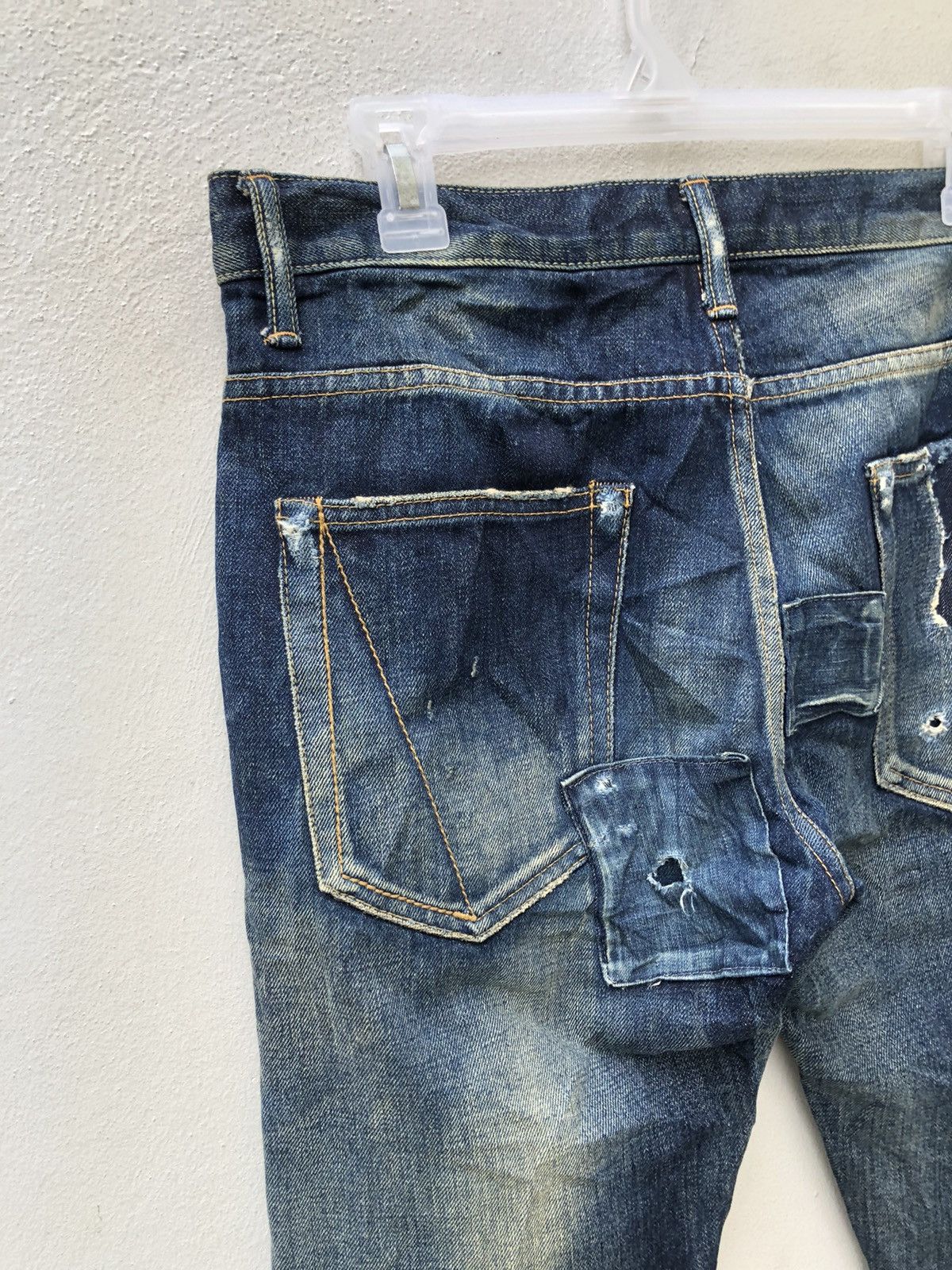 Vintage Ufin & Sons Japan Distressed Boro Patchwork Selvedge Denim Size US 30 / EU 46 - 18 Thumbnail