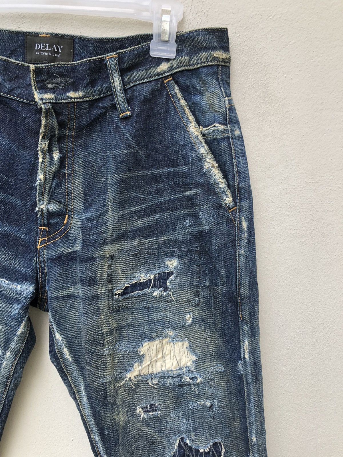 Vintage Ufin & Sons Japan Distressed Boro Patchwork Selvedge Denim Size US 30 / EU 46 - 12 Thumbnail