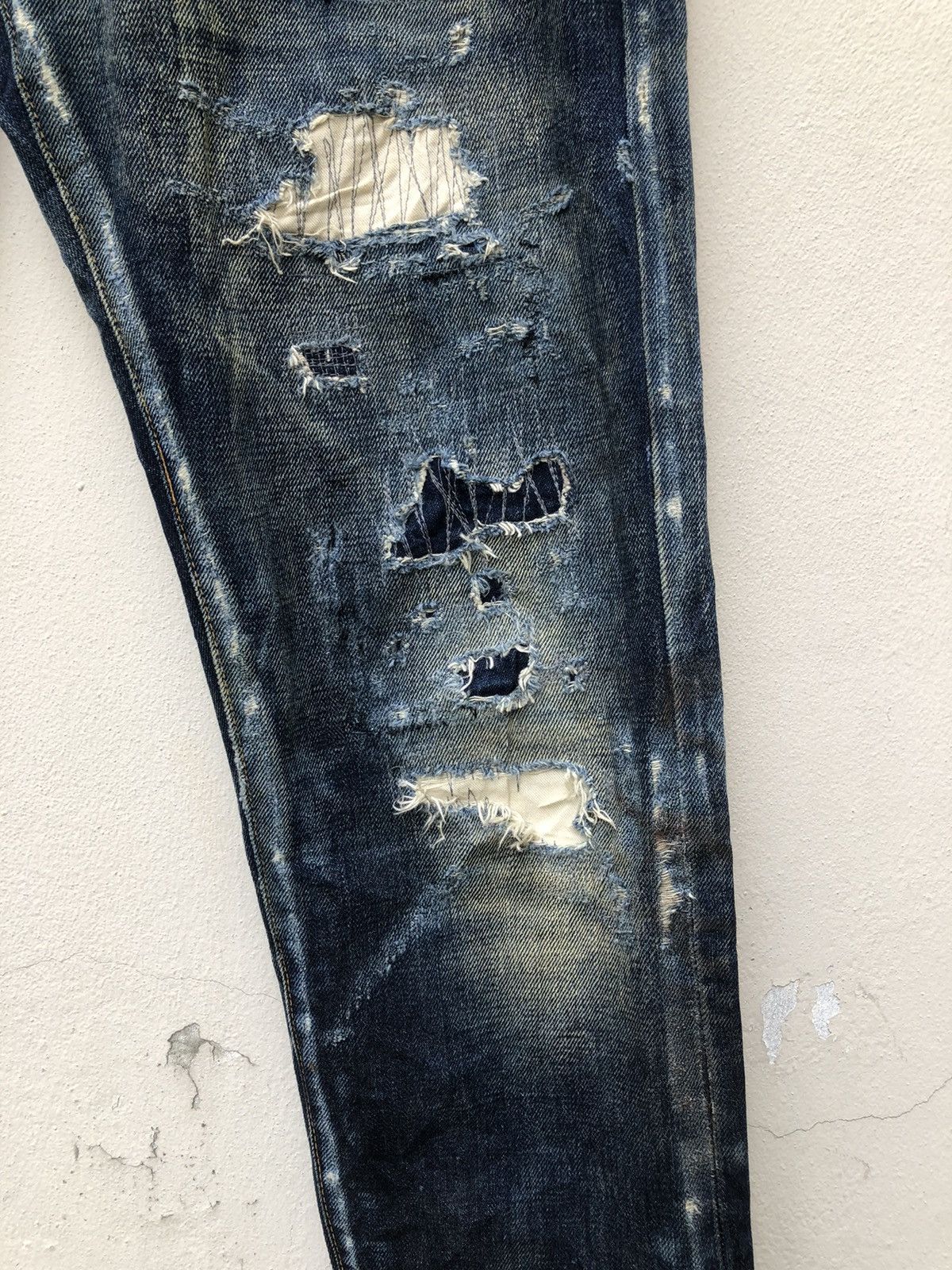 Vintage Ufin & Sons Japan Distressed Boro Patchwork Selvedge Denim Size US 30 / EU 46 - 13 Thumbnail