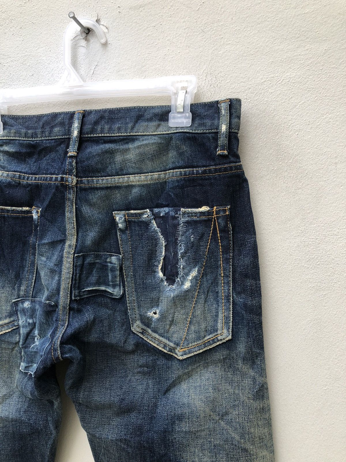 Vintage Ufin & Sons Japan Distressed Boro Patchwork Selvedge Denim Size US 30 / EU 46 - 21 Thumbnail