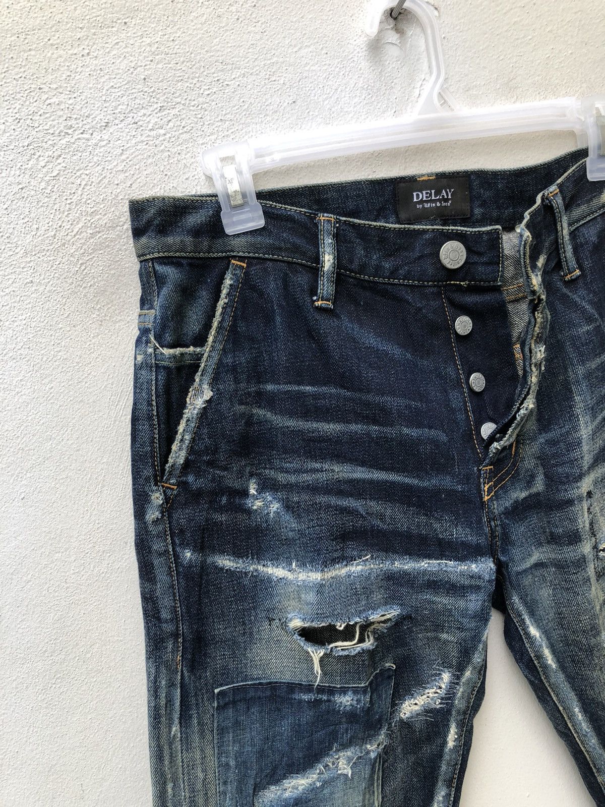 Vintage Ufin & Sons Japan Distressed Boro Patchwork Selvedge Denim Size US 30 / EU 46 - 8 Thumbnail