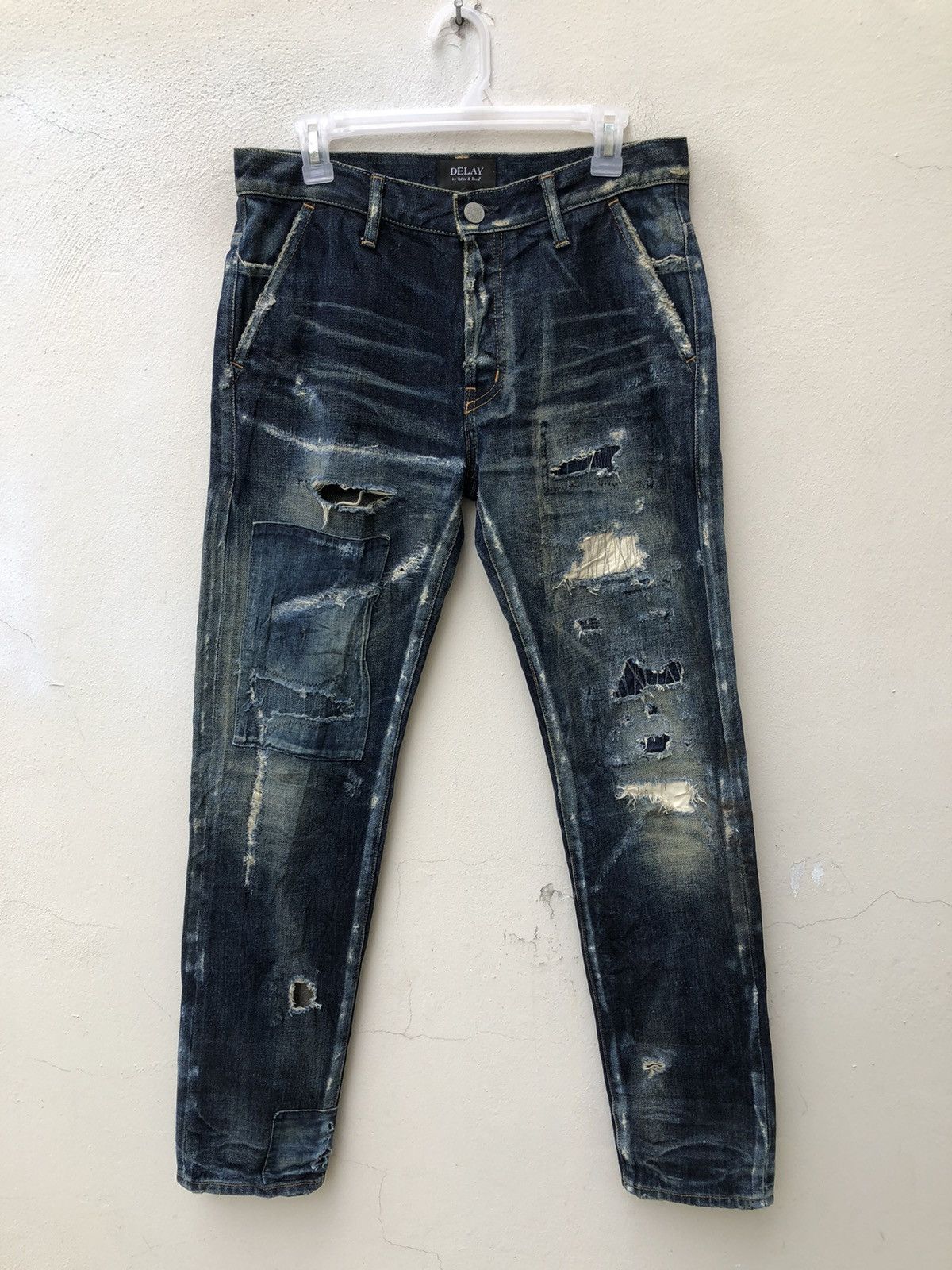 Vintage Ufin & Sons Japan Distressed Boro Patchwork Selvedge Denim Size US 30 / EU 46 - 6 Thumbnail