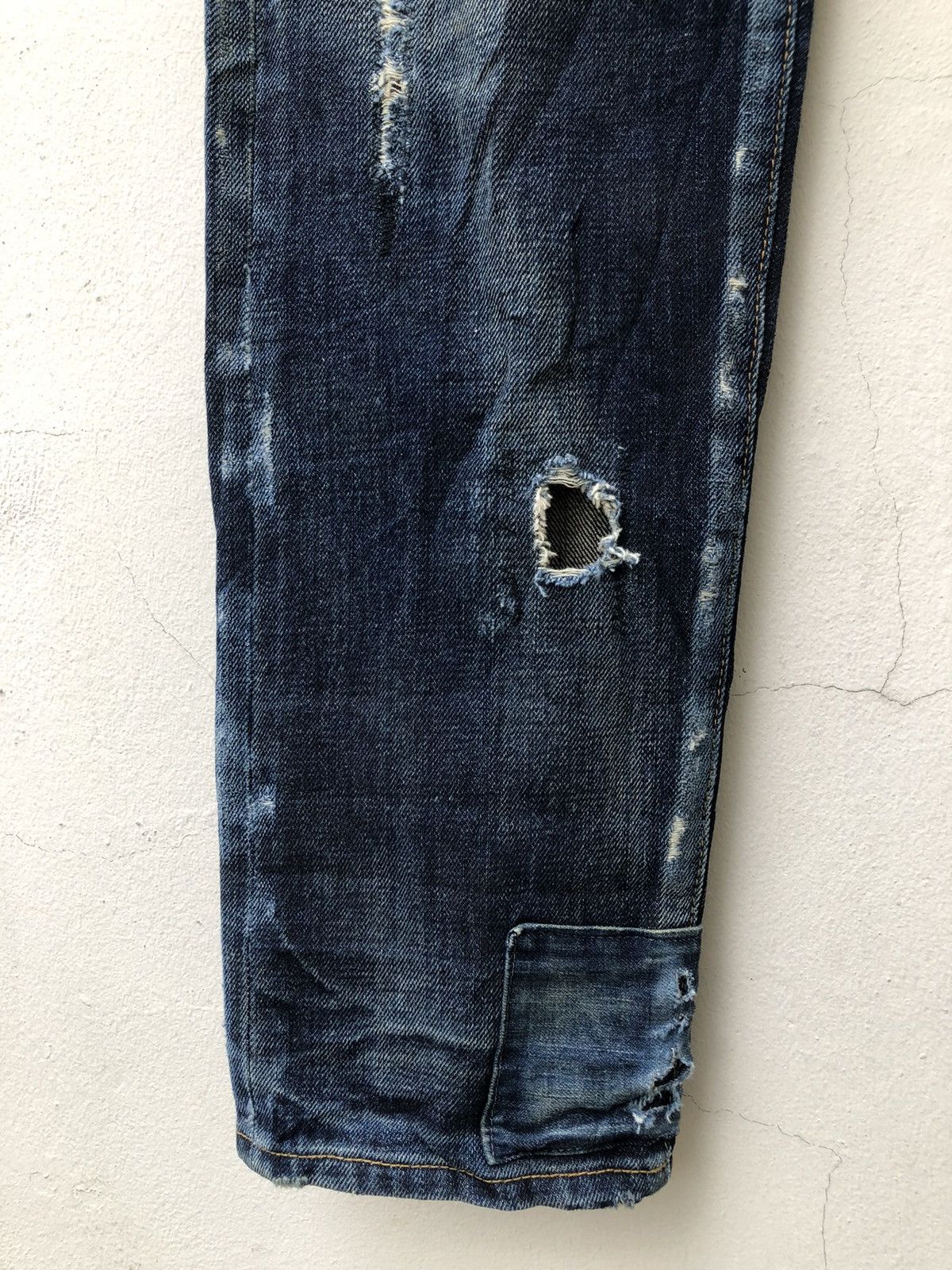 Vintage Ufin & Sons Japan Distressed Boro Patchwork Selvedge Denim Size US 30 / EU 46 - 11 Thumbnail