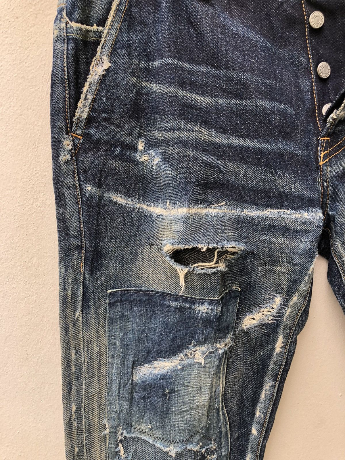 Vintage Ufin & Sons Japan Distressed Boro Patchwork Selvedge Denim Size US 30 / EU 46 - 9 Thumbnail