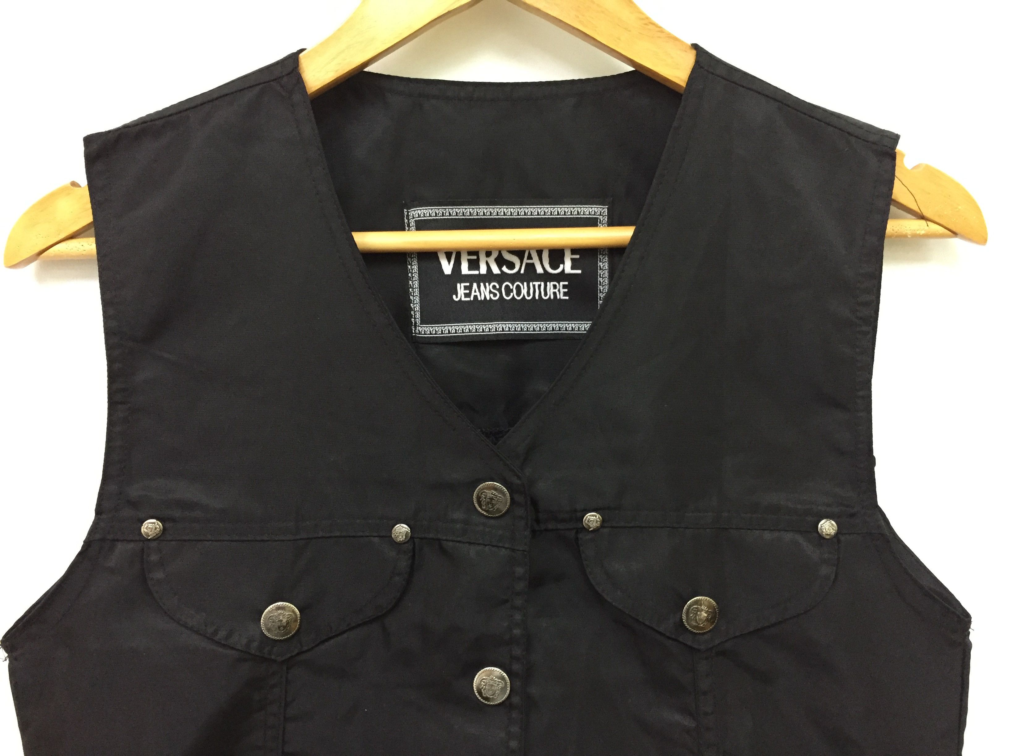 Versace × Versace Jeans Couture × Vintage 90s Embroidered logo medusa Head snap button vest Size XS / US 0-2 / IT 36-38 - 6 Thumbnail