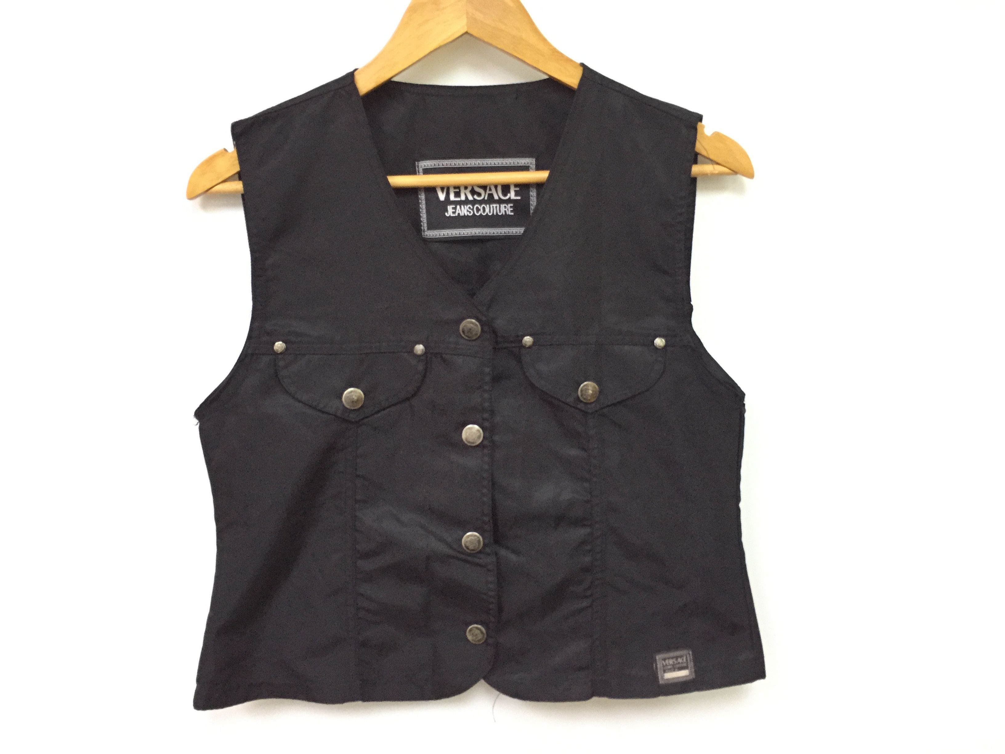 Versace × Versace Jeans Couture × Vintage 90s Embroidered logo medusa Head snap button vest Size XS / US 0-2 / IT 36-38 - 5 Thumbnail