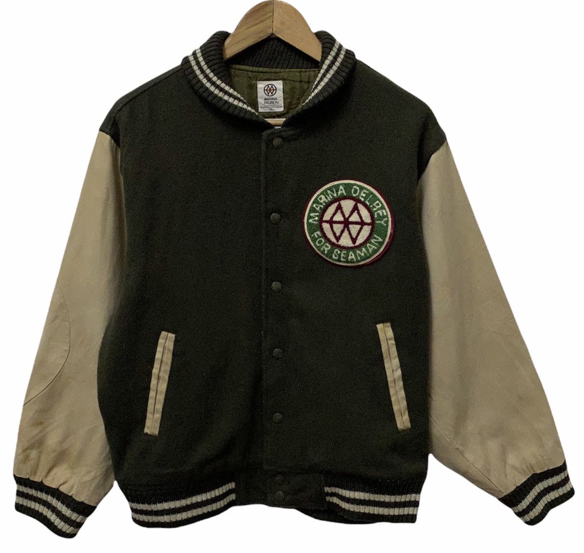 MARINA DELREY PATCHWORK WOOL VARSITY JACKET