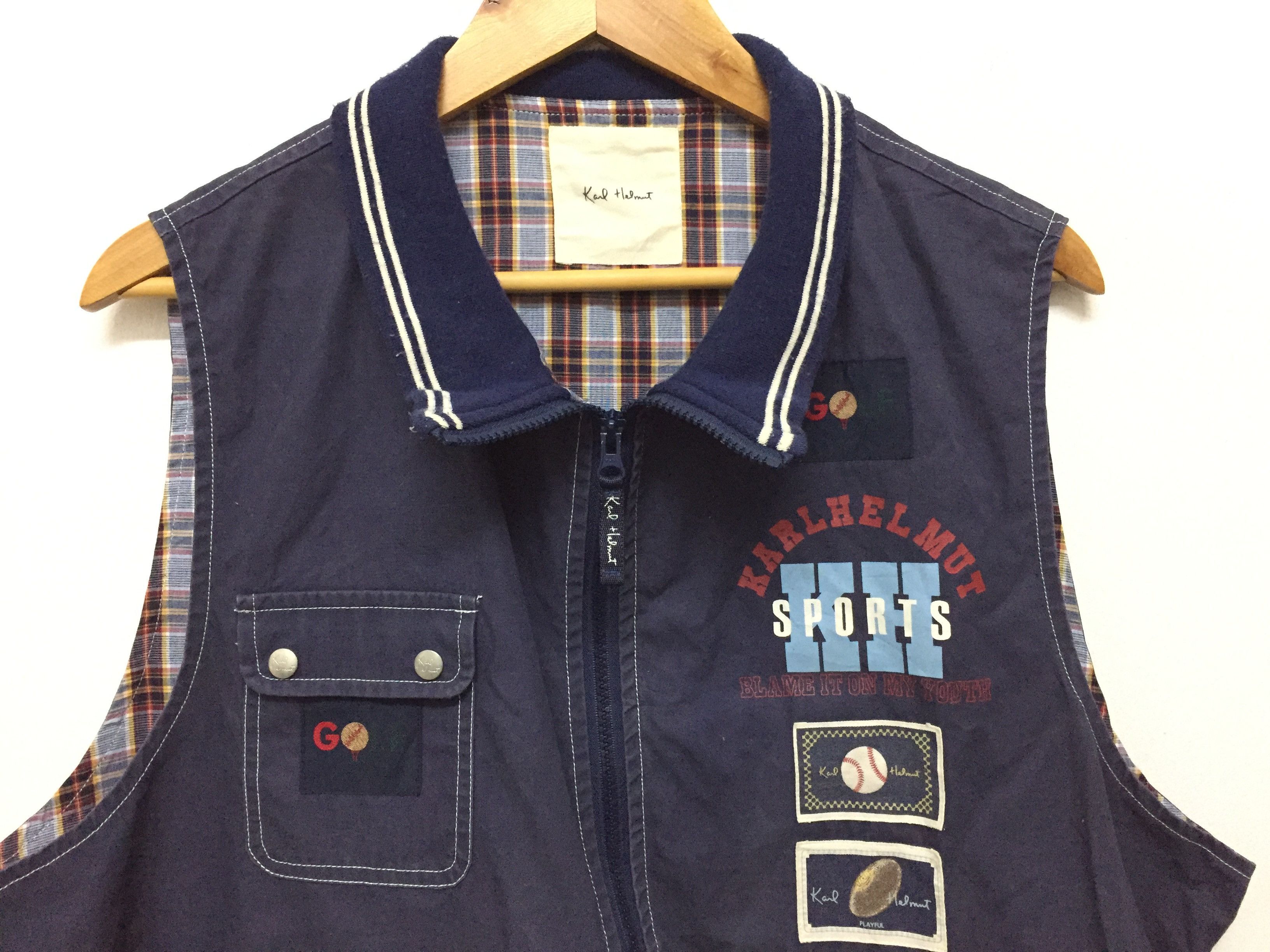 Japanese Brand Vtg KARL HELMUT vest Patch spell out Jacket Size US L / EU 52-54 / 3 - 3 Thumbnail