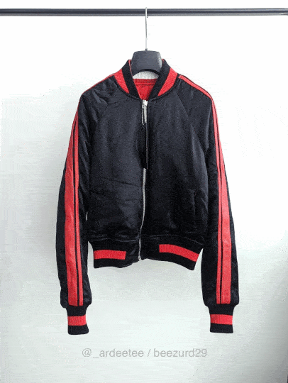 Amiri $2100 REVERSIBLE SILK/LEATHER BOMBER (BLACK/RED) Size S / US 4 / IT 40 - 8 Thumbnail