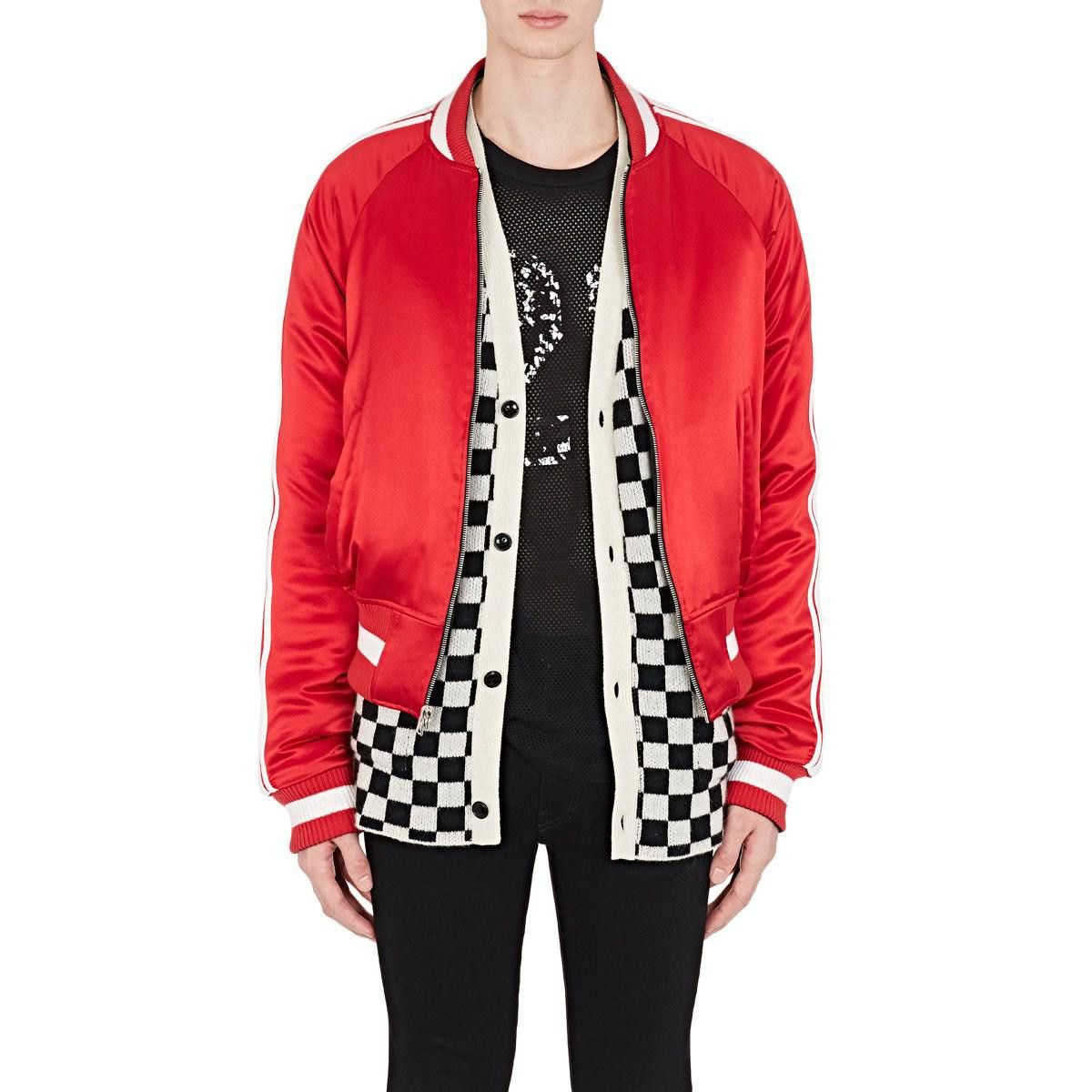 Amiri $2100 REVERSIBLE SILK/LEATHER BOMBER (BLACK/RED) Size S / US 4 / IT 40 - 9 Thumbnail