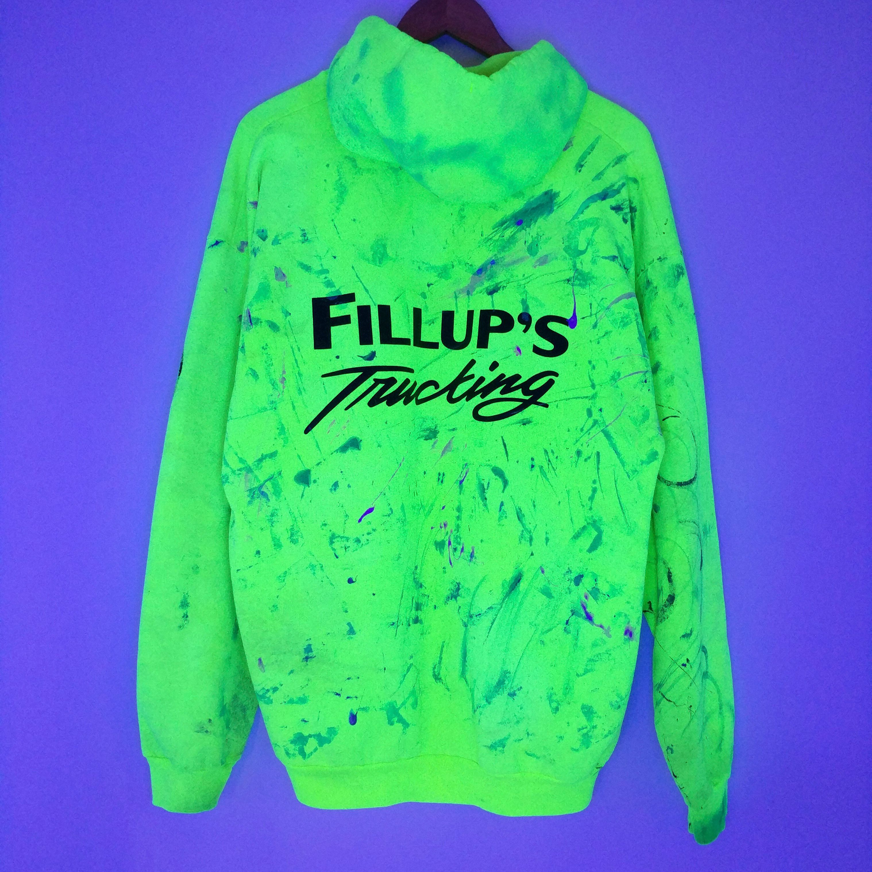 Other Fillups Trucking Custom Painted Glow Distressed Hoodie Size US XL / EU 56 / 4 - 4 Thumbnail