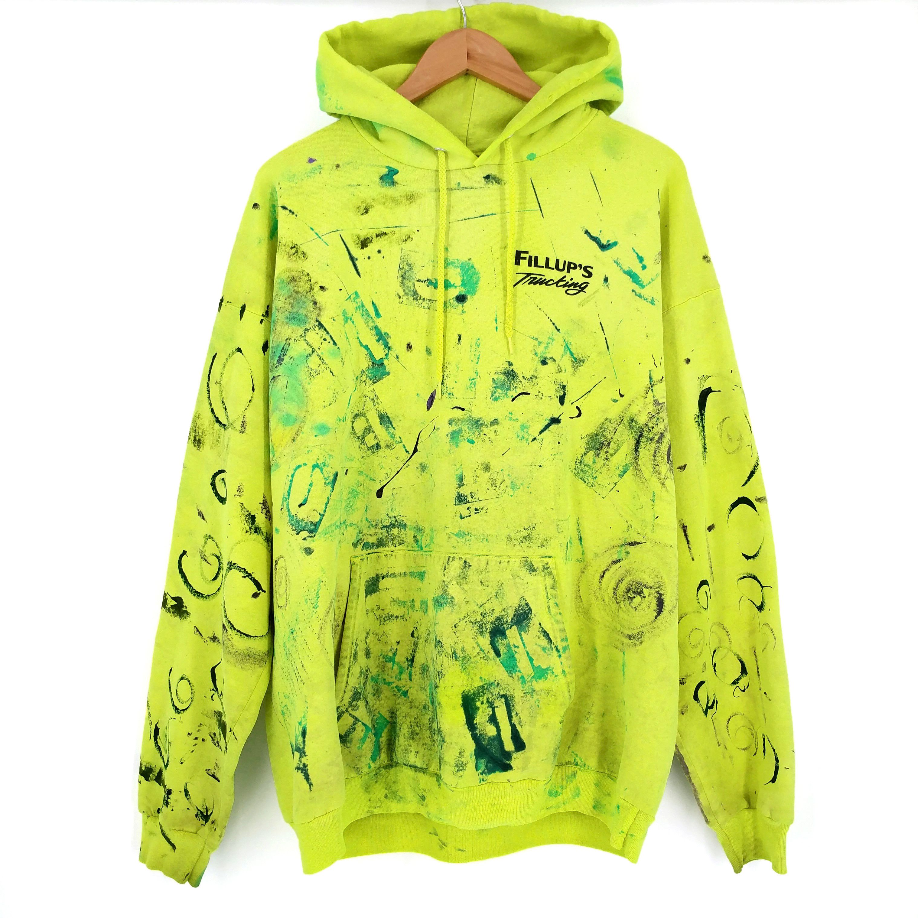 Other Fillups Trucking Custom Painted Glow Distressed Hoodie Size US XL / EU 56 / 4 - 1 Thumbnail