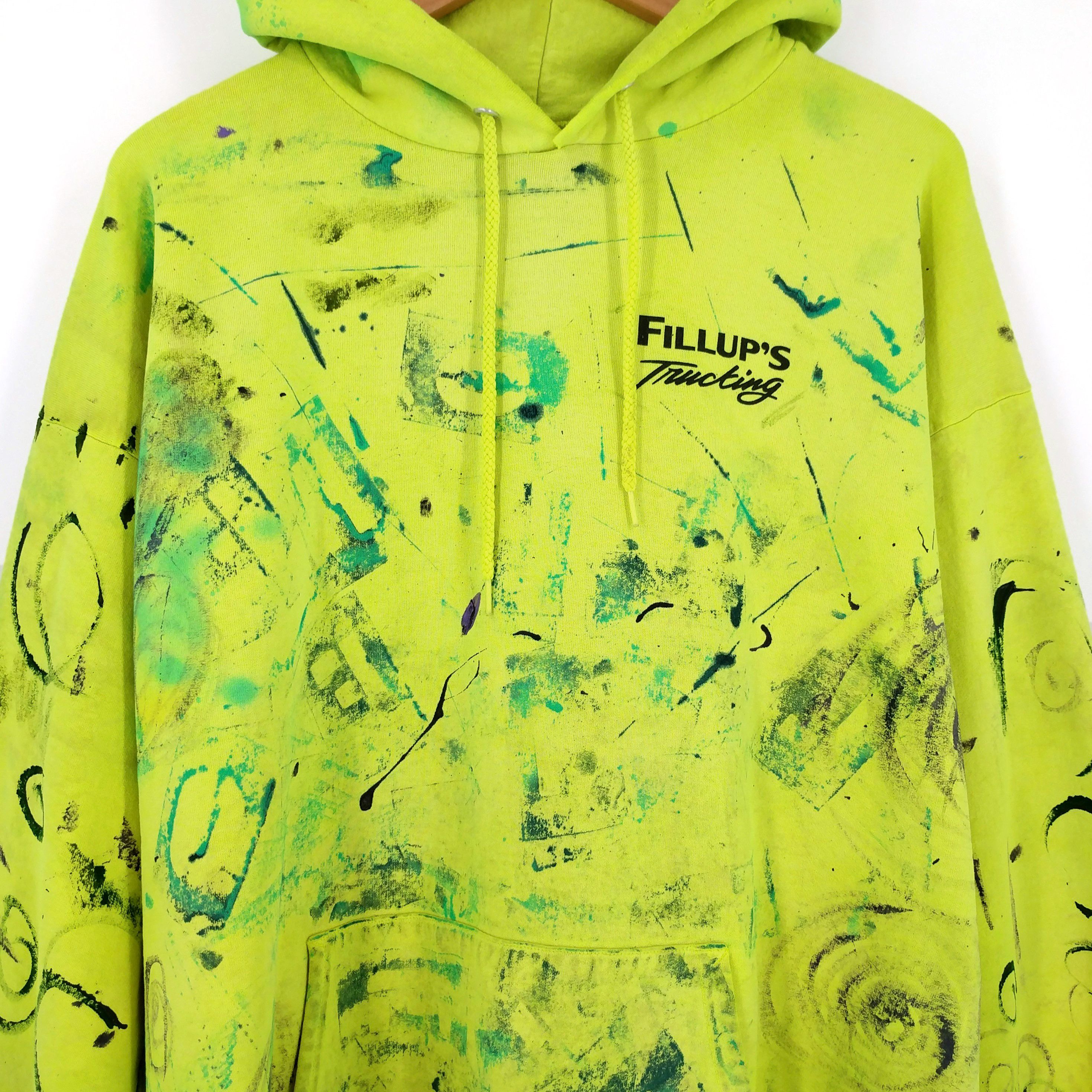 Other Fillups Trucking Custom Painted Glow Distressed Hoodie Size US XL / EU 56 / 4 - 5 Thumbnail