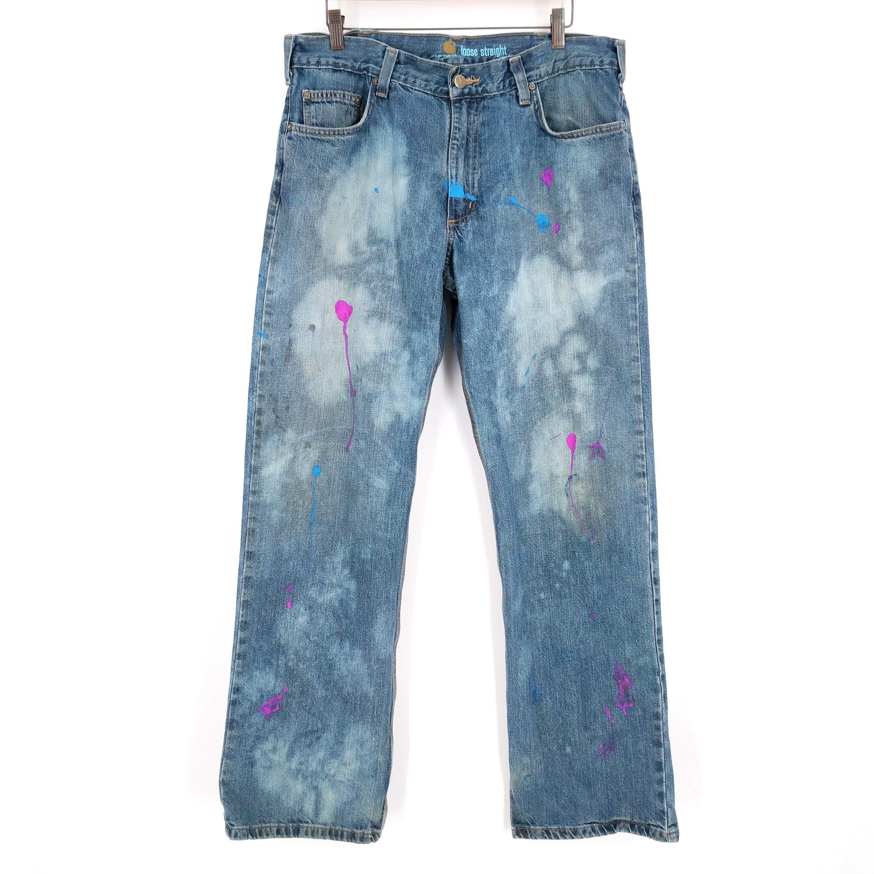 Carhartt Carhartt Custom Hand Painted Bleached Work Denim Jeans Size US 34 / EU 50 - 1 Thumbnail