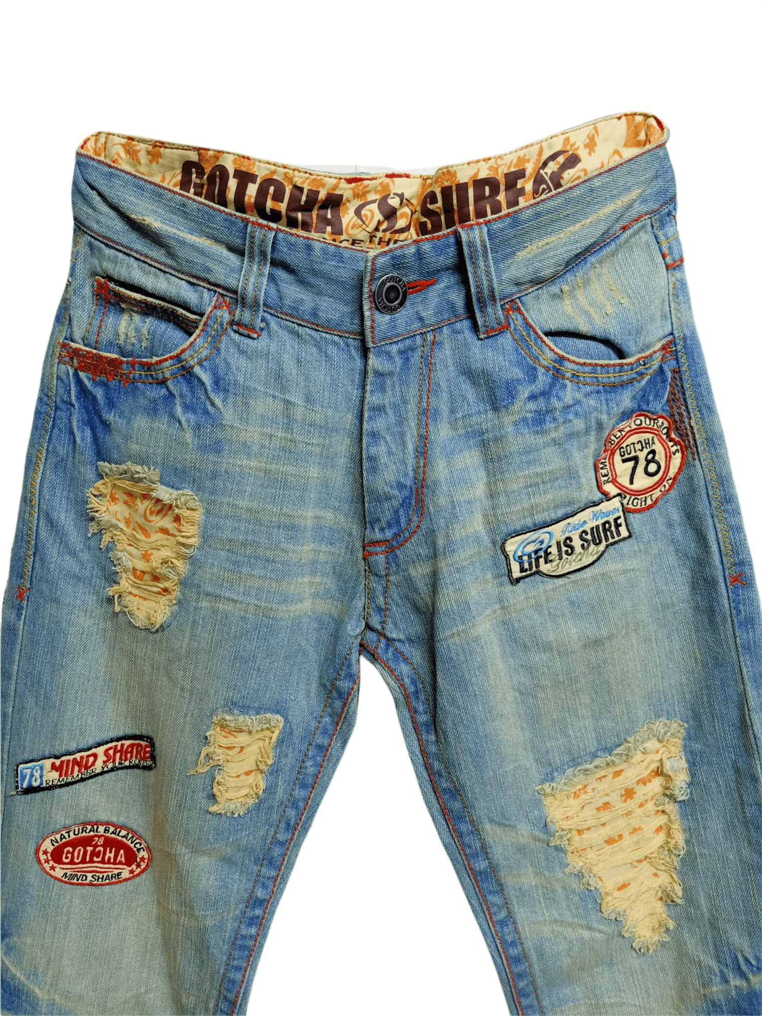 Gotcha Vintage Gotcha Surf Distressed Patches Jeans Size US 33 - 4 Thumbnail